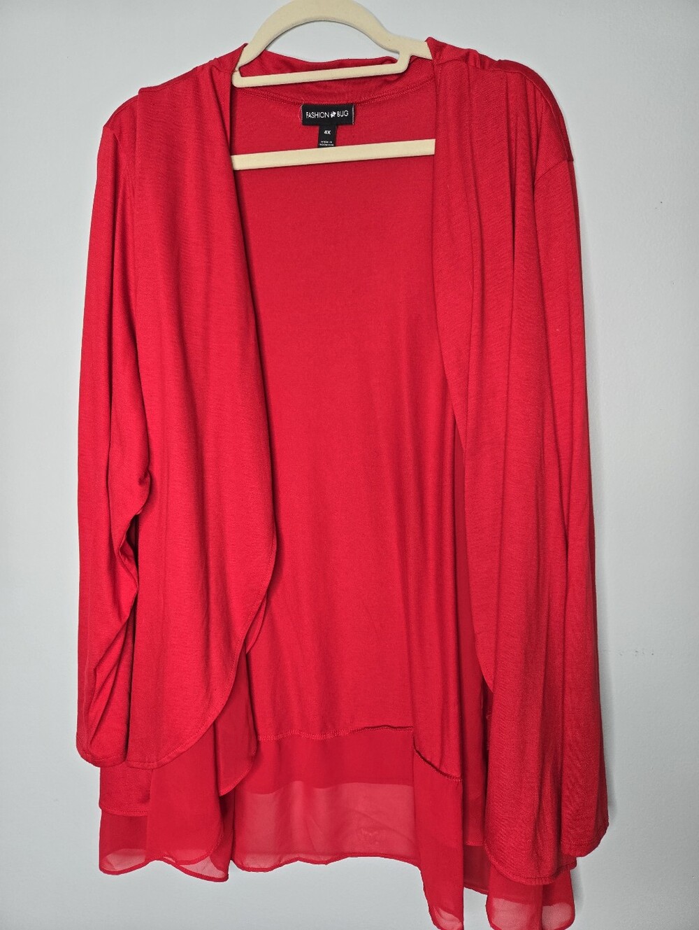 Fashion Bug Red Sheer Trim Cardigan 4X
